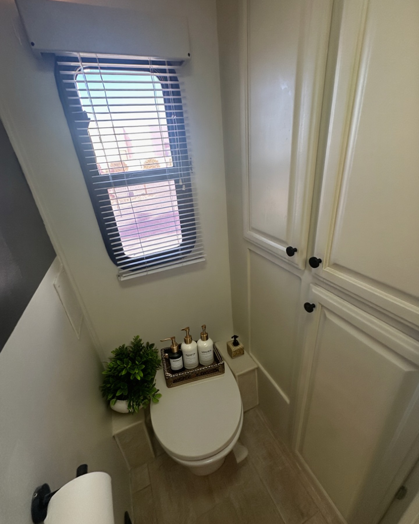 2004 Fleetwood Revolution 40C — Toilet room with cabinet storage — Palm Desert CA